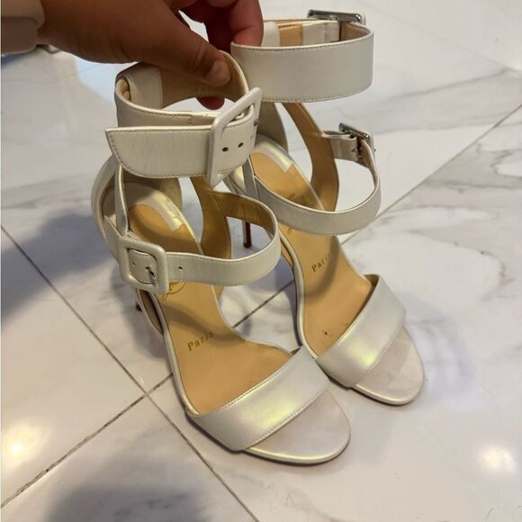 Christian Louboutin White Stiletto Heels with Peep-Toe style is Multipot - Picture 2 of 11